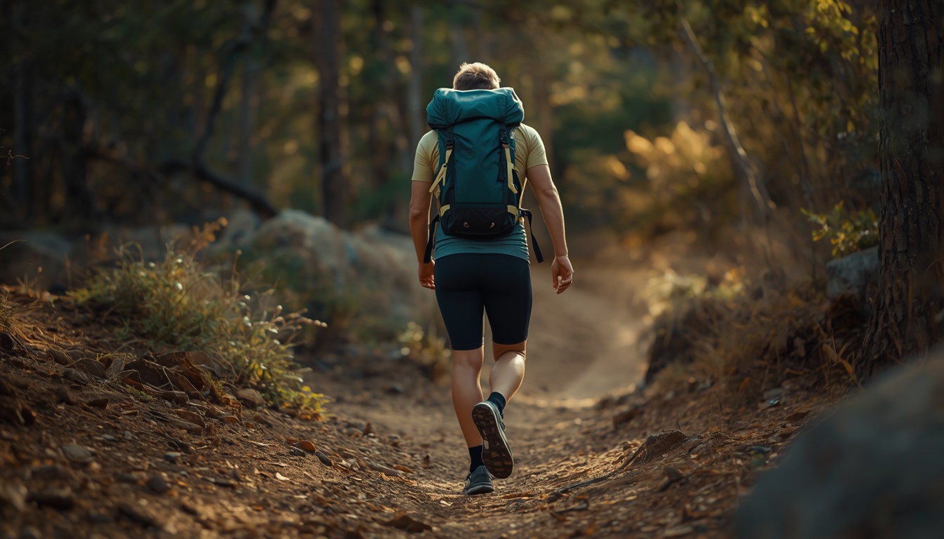Person walking and carrying a load on natural ground, illustrating the impact and loading signals human bones evolved to receive